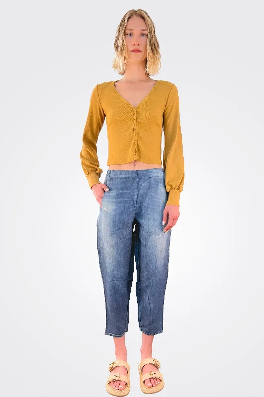 Women's Jodhpurs with Sweetheart CollarTapaered Pant - Denim