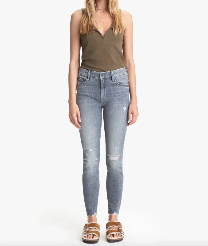 Women's Cropped PantsThe High Waisted Looker Ankle Nick Fray Denim - Ace of Spades