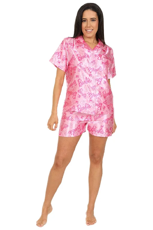 women's pajamas with a touch of eleganceWomen's Barbie Short Satin Pyjama Set