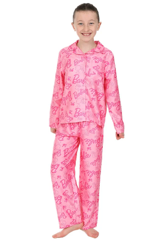 women's pajamas designed for sleepGirls Barbie Long Satin Pyjama Set