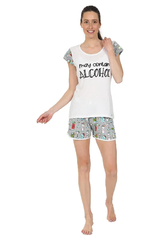 women's pajamas with a touch of whimsical funWomen's Cheeky May Contain Alcohol Short Pyjamas