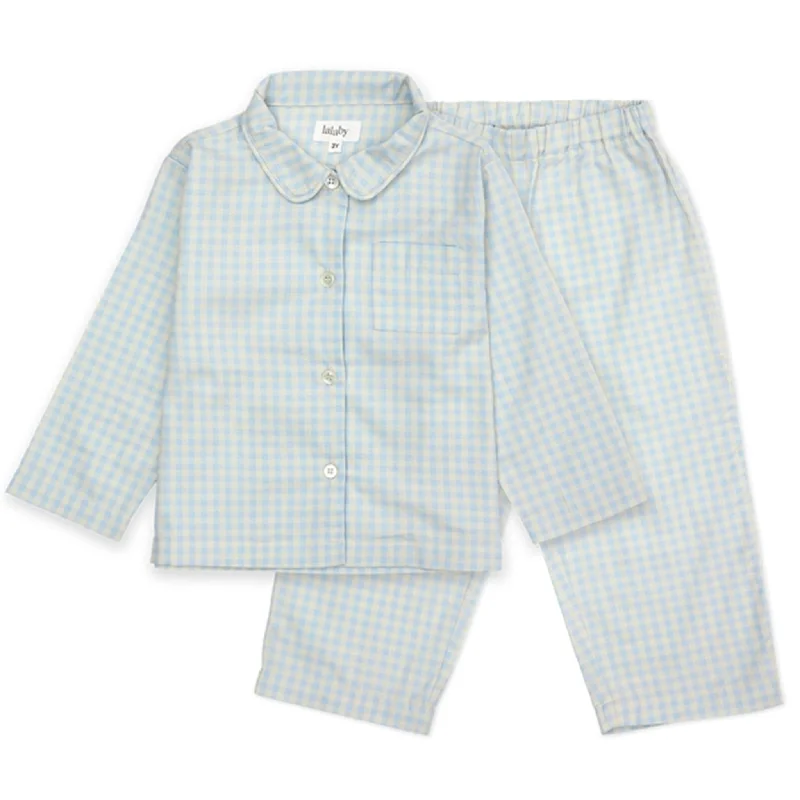 affordable women's pajama setslalaby Blue Gingham Classic Pyjamas