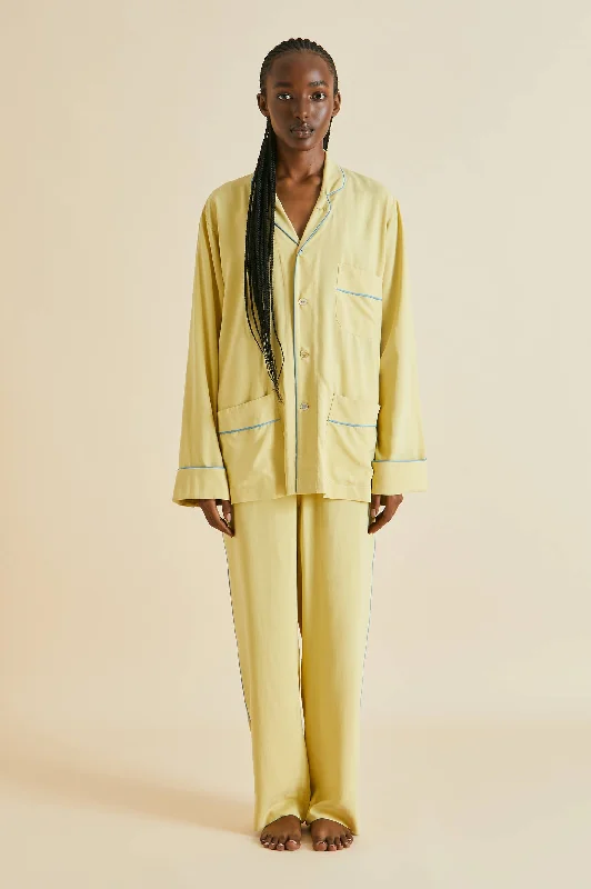 women's pajamas with a sophisticated, modern twistLaurent Yellow Pajamas in Sandwashed Silk