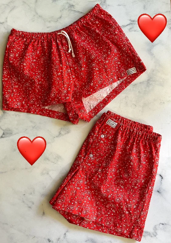 women's pajamas in solid colorsValentine Red Paisley